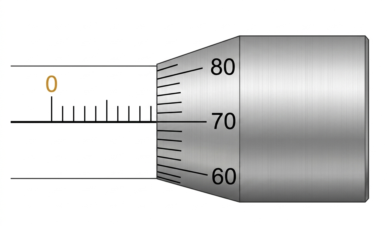 Micrometer screw gauge reading showing main scale and circular scale