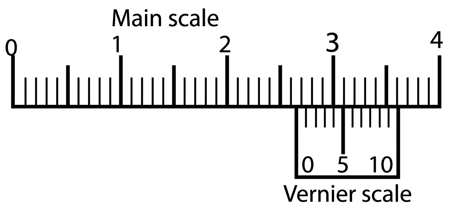Vernier Callipers reading example showing main scale and vernier scale alignment