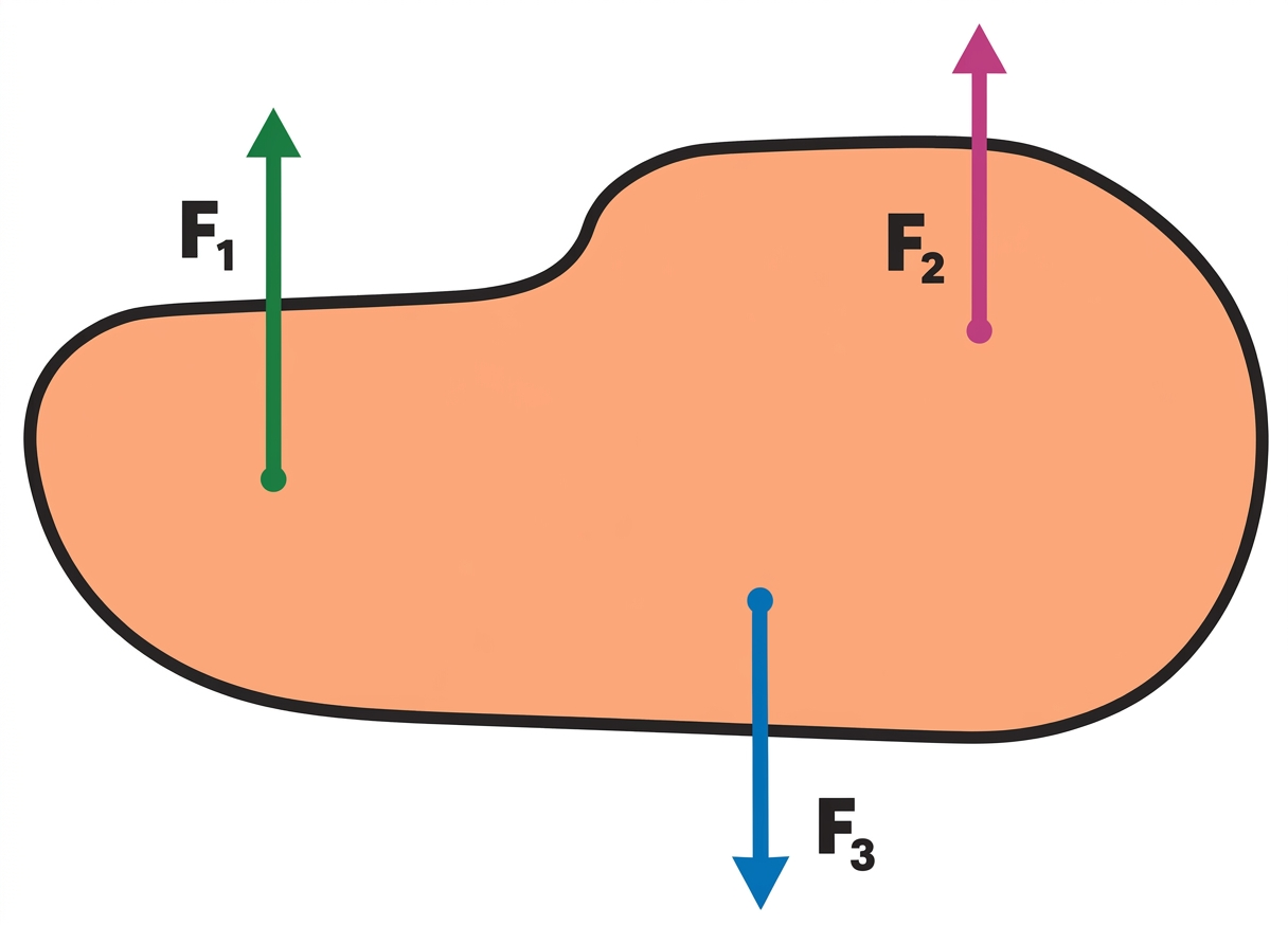 Diagram showing like and unlike parallel forces