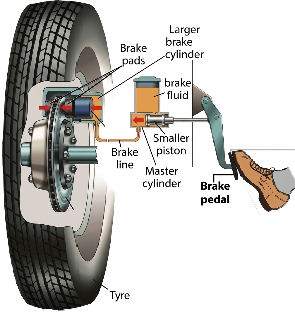 Diagram of hydraulic brake system