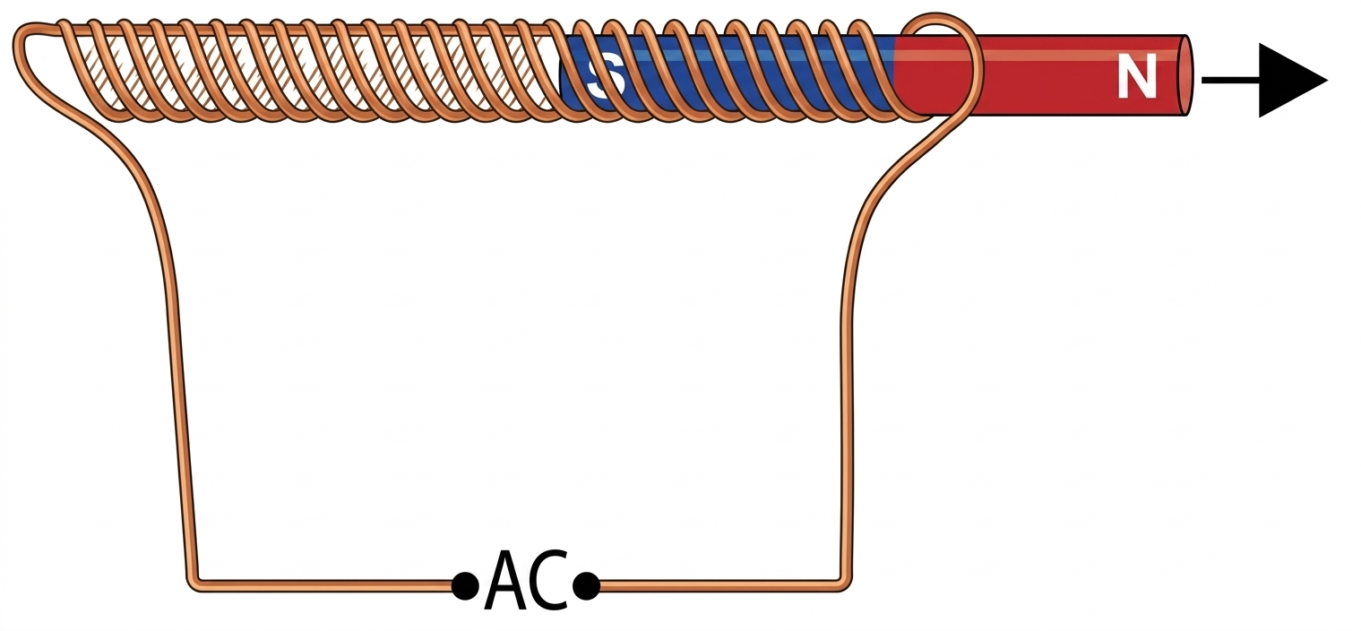 Demagnetization using alternating current in a solenoid