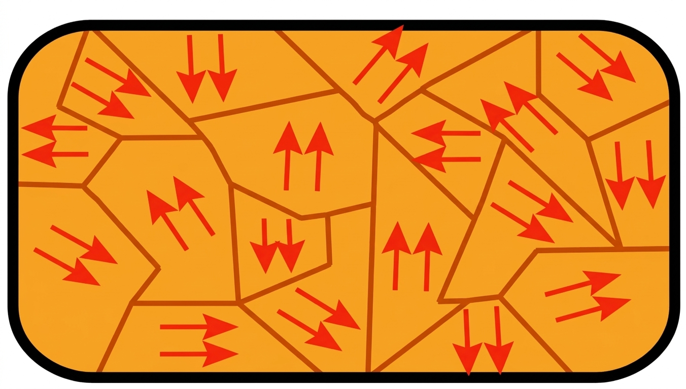 Random orientation of magnetic domains in an unmagnetized ferromagnetic material