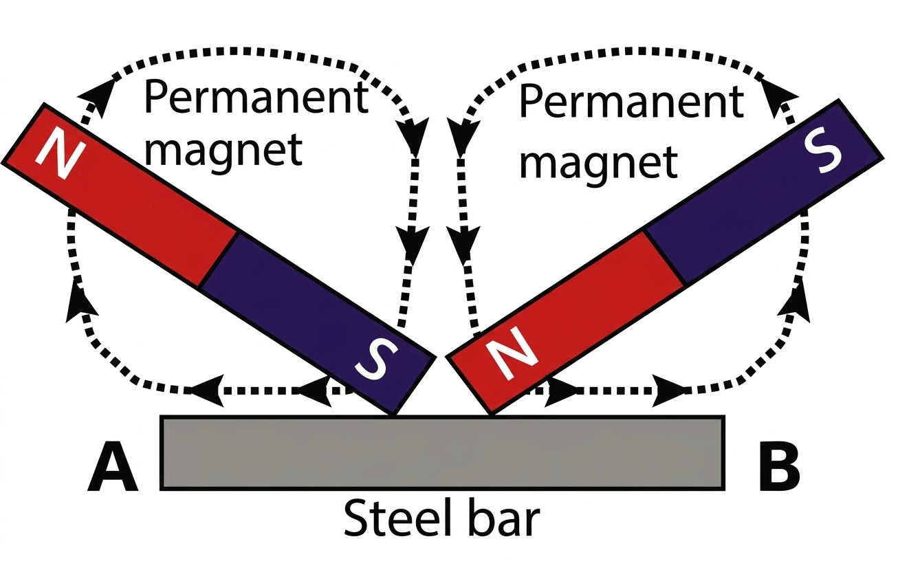 Double touch stroking method showing polarity of AB magnet
