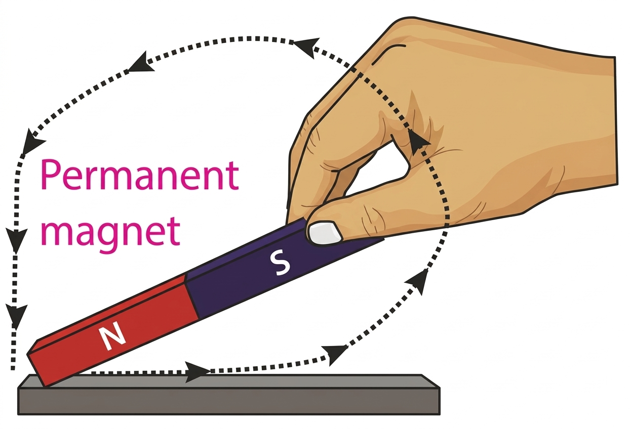 Single-touch method of magnetizing a steel bar using a permanent magnet